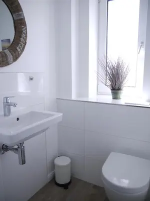 Ein Badezimmer in der Unterkunft Ferienhaus Haffliebe