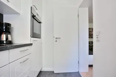 Küche/Küchenzeile in der Unterkunft Im Brook 28 Appartement 2 Kleine Idylle