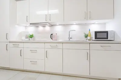 Küche/Küchenzeile in der Unterkunft Haus Eva Mar am Meer Appartement 6