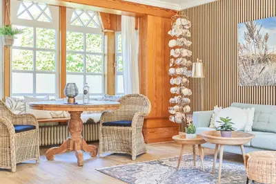 Ein Sitzbereich in der Unterkunft Ferienhaus Luise