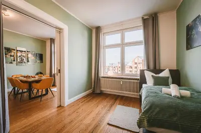 Ein Sitzbereich in der Unterkunft Sadebo Central Altbau Apartments Lübeck