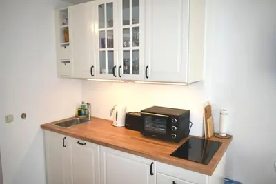 Küche/Küchenzeile in der Unterkunft Am Rosenhain 11 Ferienwohnung Nr 01
