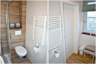 Ein Badezimmer in der Unterkunft Lütt Hus an de See Ferienwohnung