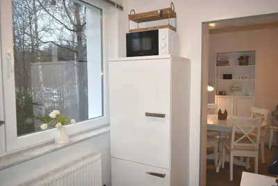 Küche/Küchenzeile in der Unterkunft Bett u Butze Timmendorfer Strand Ferienwohnung