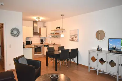 Küche/Küchenzeile in der Unterkunft Residenz Johannsens Ferienwohnung Nr 04