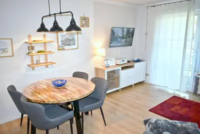 Ein Sitzbereich in der Unterkunft Residenz Niendorf Ferienwohnung Nr 05 Meerglück