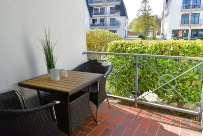 Ein Balkon oder eine Terrasse in der Unterkunft Strandhotel Ferienwohnung Nr 10