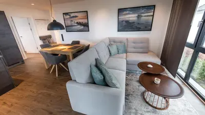 Ein Sitzbereich in der Unterkunft Ocean House Traum