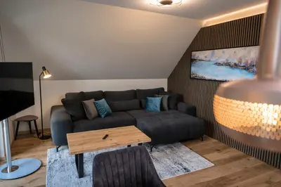 Ein Sitzbereich in der Unterkunft Wellness House Relax mit Whirlpool