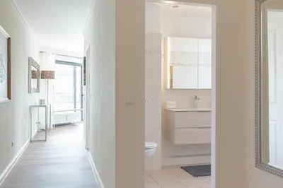 Ein Badezimmer in der Unterkunft Ferienwohnung Kaiserallee Travemünde