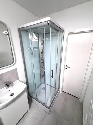 Ein Badezimmer in der Unterkunft Große Ferienwohnung in Ostseenähe
