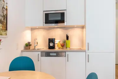 Küche/Küchenzeile in der Unterkunft Ferienwohnung Dünengras