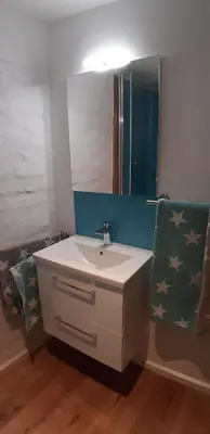Ein Badezimmer in der Unterkunft Ferienwohnung Belle Etage im Traufenhaus