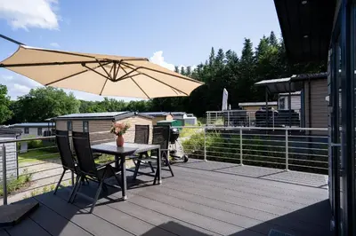 Ein Balkon oder eine Terrasse in der Unterkunft Ostseecamp Ostseebrise