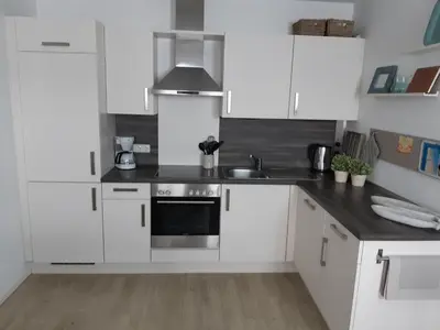 Küche/Küchenzeile in der Unterkunft STR 10A - App Waterkant