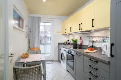 Küche/Küchenzeile in der Unterkunft OST29c Ferienwohnung Urlaubsglück