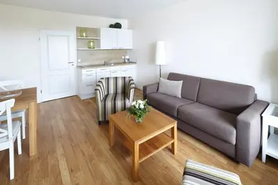 Küche/Küchenzeile in der Unterkunft Meer & Strand - Haus Meeresstrand Ferienwohnung 504