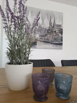 Ein Sitzbereich in der Unterkunft Strandnahe Ferienwohnung