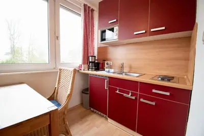 Küche/Küchenzeile in der Unterkunft Villa Wilhelma Strandallee 146 Villa Wilhelma Apartment 6