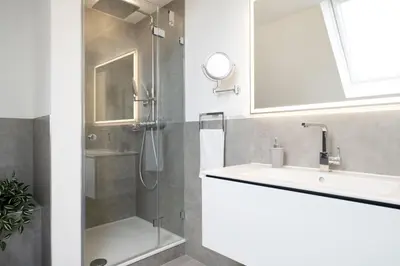 Ein Badezimmer in der Unterkunft Neue Bergstraße 12 Scharbeutzflair