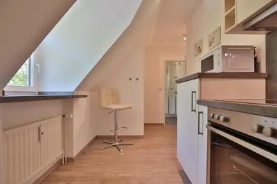Küche/Küchenzeile in der Unterkunft Am Rosenhain 14 Appartement 4