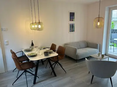 Ein Sitzbereich in der Unterkunft Timmendorfer Herz