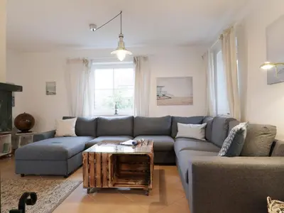 Ein Sitzbereich in der Unterkunft Haus am Meer