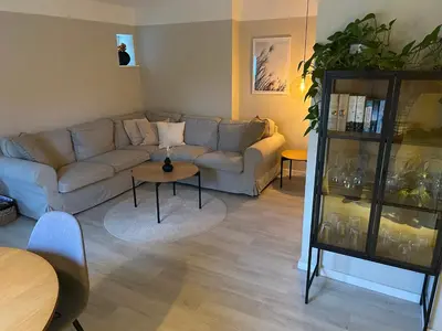 Ein Sitzbereich in der Unterkunft Traumhafte Ferienwohnung zwischen Ostsee und Hansestadt