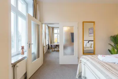 Ein Bett oder Betten in einem Zimmer der Unterkunft Apartment mit Traveblick