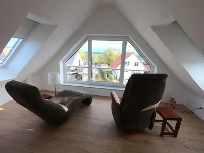 Ein Sitzbereich in der Unterkunft Seelust