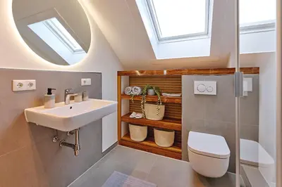 Ein Badezimmer in der Unterkunft Lykke Hus - Wohnung Fridas Ausblick OG