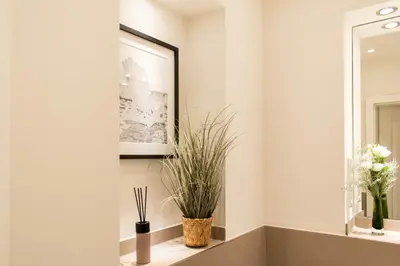 Ein Badezimmer in der Unterkunft Ferienwohnung Neptuns Garden Haffkrug