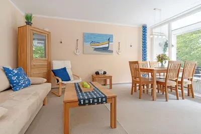 Ein Sitzbereich in der Unterkunft Cozy Ankerplatz 61