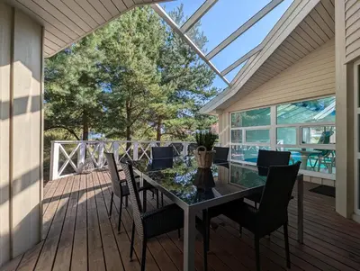 Ein Balkon oder eine Terrasse in der Unterkunft Strandblick - Dorf 1 Ferienhaus 13