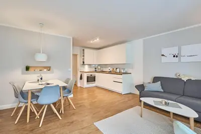 Küche/Küchenzeile in der Unterkunft Ferienwohnung Robbe Timmendorfer Strand