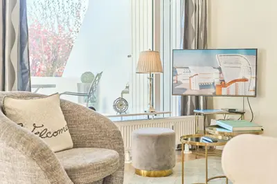 Ein Sitzbereich in der Unterkunft Bel Etage Bergstr 35 Timmendorfer Strand