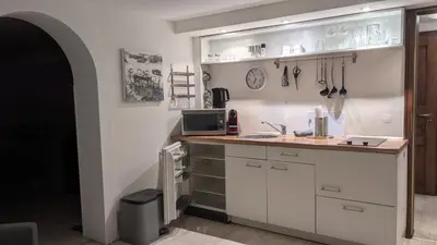 Küche/Küchenzeile in der Unterkunft Lüte Koje - Gemütliche Kellerwohnung