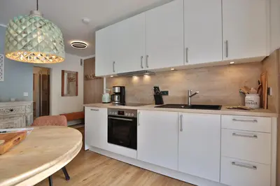 Küche/Küchenzeile in der Unterkunft Die Insel Seaside Appartement 7