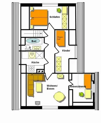 Grundriss der Unterkunft Appartement Lübeck St. Lorenz
