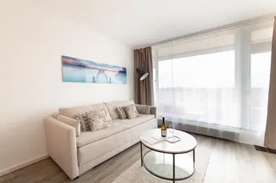 Ein Sitzbereich in der Unterkunft Ferienwohnung Residenz App. 101 Timmendorfer Strand