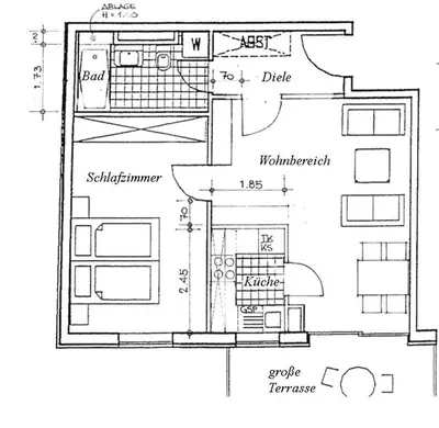 Grundriss der Unterkunft Ferienwohnung Fechner