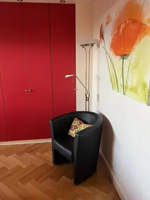 Ein Sitzbereich in der Unterkunft Dünenhaus Garten