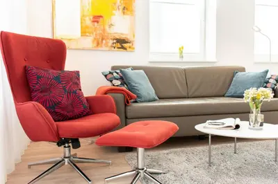 Ein Sitzbereich in der Unterkunft Ferienwohnung Passat
