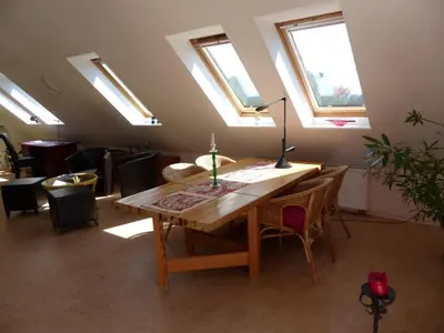 Ein Sitzbereich in der Unterkunft Loft Sierksdorf