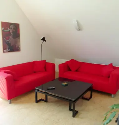 Ein Sitzbereich in der Unterkunft Loft Sierksdorf