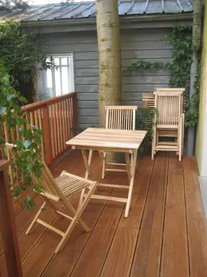Ein Balkon oder eine Terrasse in der Unterkunft Ferienwohnung Lübeck Falkenwiese