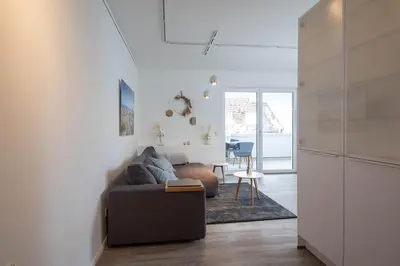 Ein Sitzbereich in der Unterkunft Hyggehuus