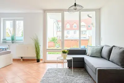 Ein Sitzbereich in der Unterkunft Ferienwohnung Sonnenplatz Moba-Travel