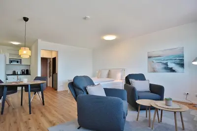 Ein Sitzbereich in der Unterkunft Haus Seebrücke Appartement 9