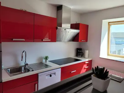 Küche/Küchenzeile in der Unterkunft Work & Relax Apartment in Industrial area